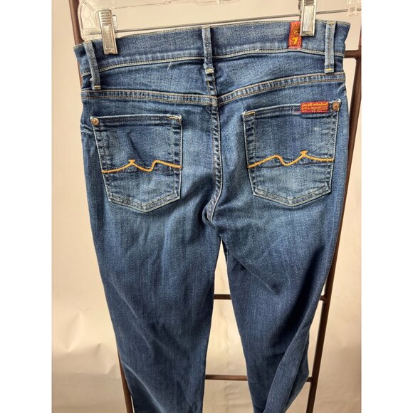 7 For All Mankind Kaylie Jeans Flared Leg Mid-Rise Denim Blue Womens Size 27 - Picture 2 of 16